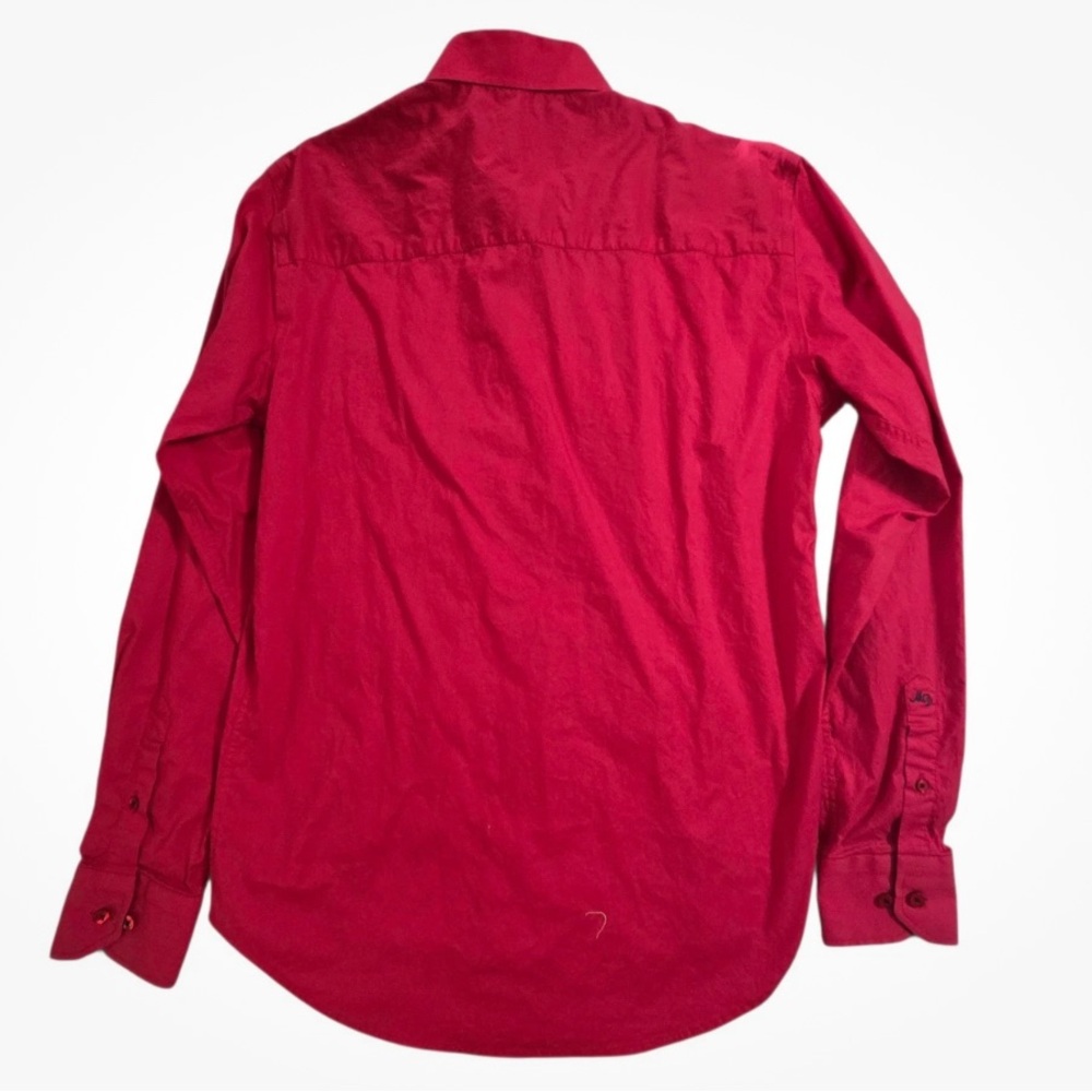 Michael & David Red Dress Button Down contrast sleeves. Gorgeous - Picture 2 of 13